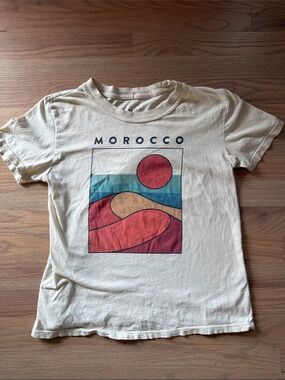 Morocco Graphic Tee - Cream with Multi-Color Print